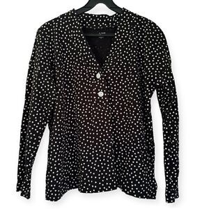 Loft Polka Dot Hearts Double Button Top Size Medium
